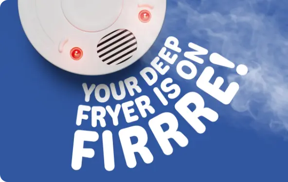 smoke detector flashing visible smoke blue background